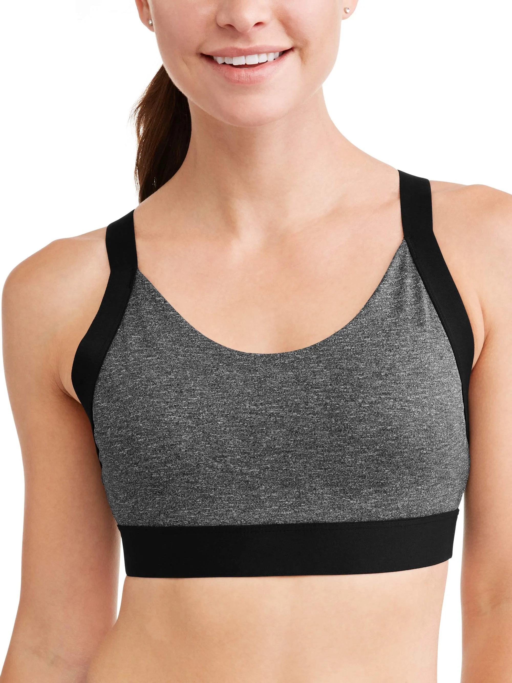 Women's Medium Impact Colorblock Elastic Strap Sports Bra