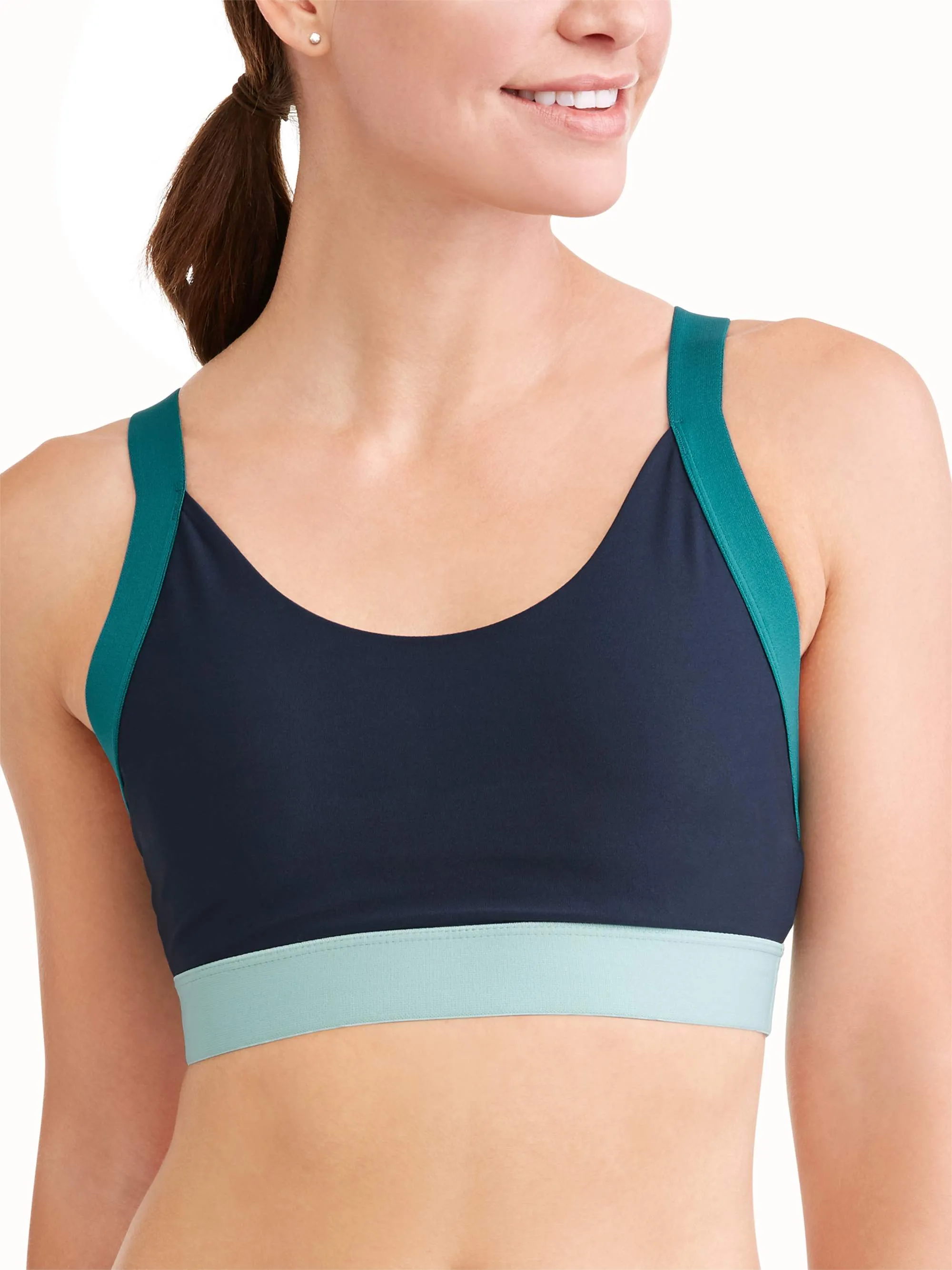 Women's Medium Impact Colorblock Elastic Strap Sports Bra