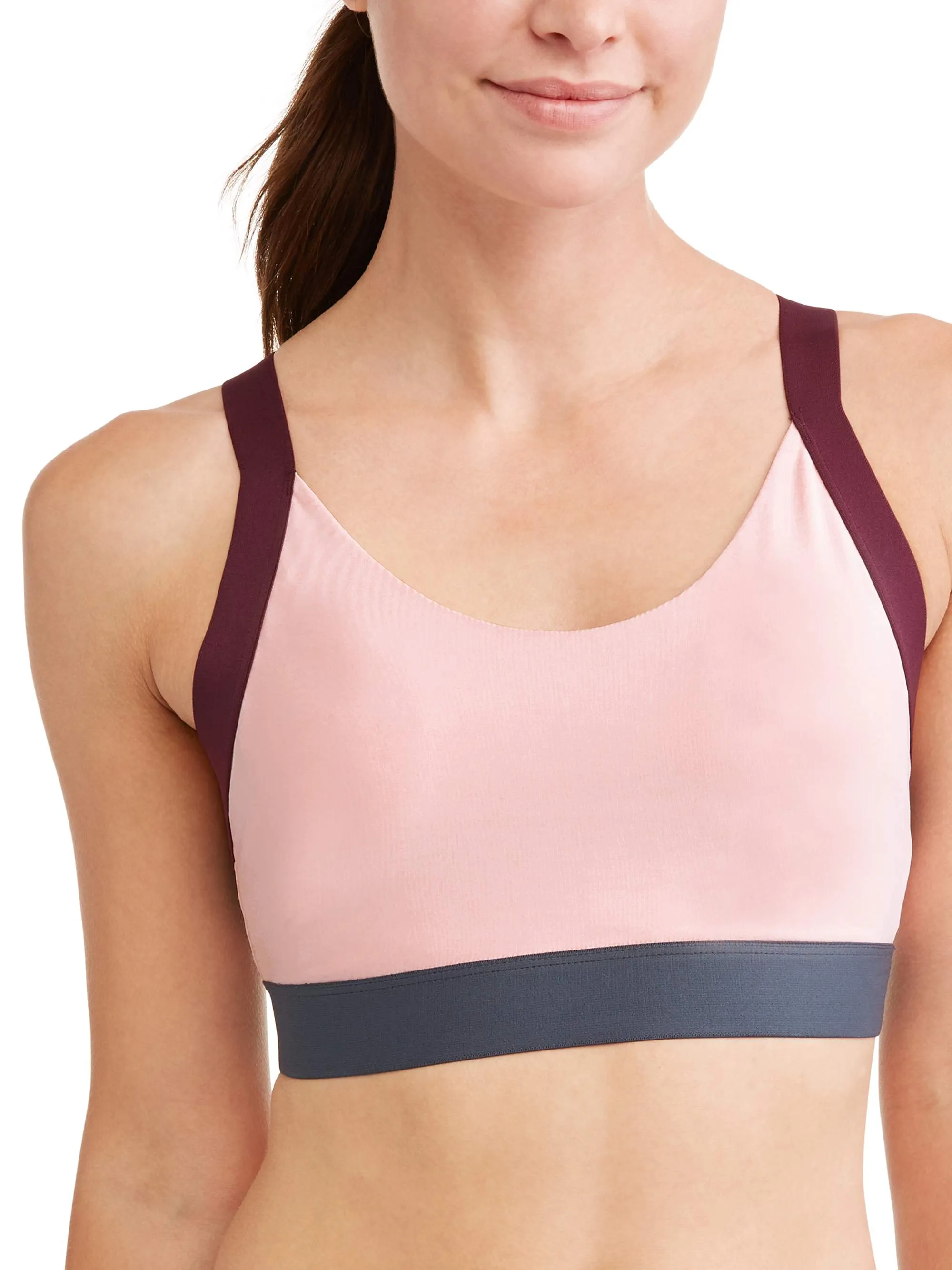 Women's Medium Impact Colorblock Elastic Strap Sports Bra