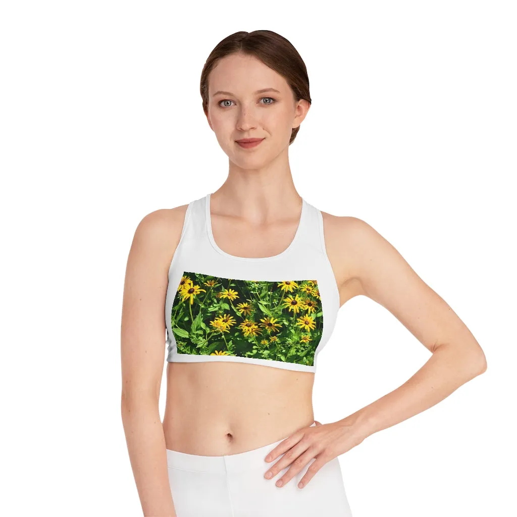 Yellow Flowers Sports Bra (AOP)