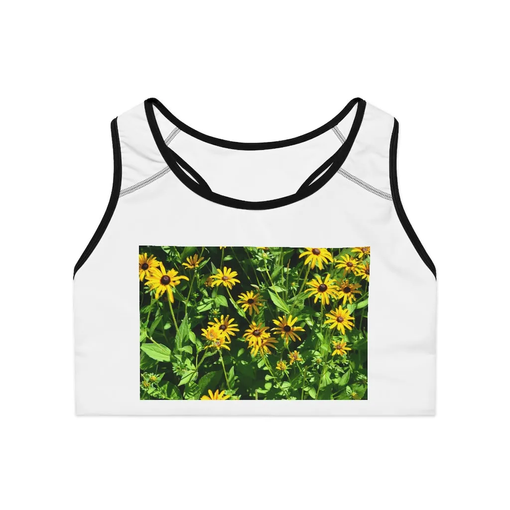 Yellow Flowers Sports Bra (AOP)