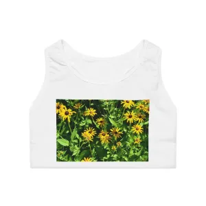 Yellow Flowers Sports Bra (AOP)