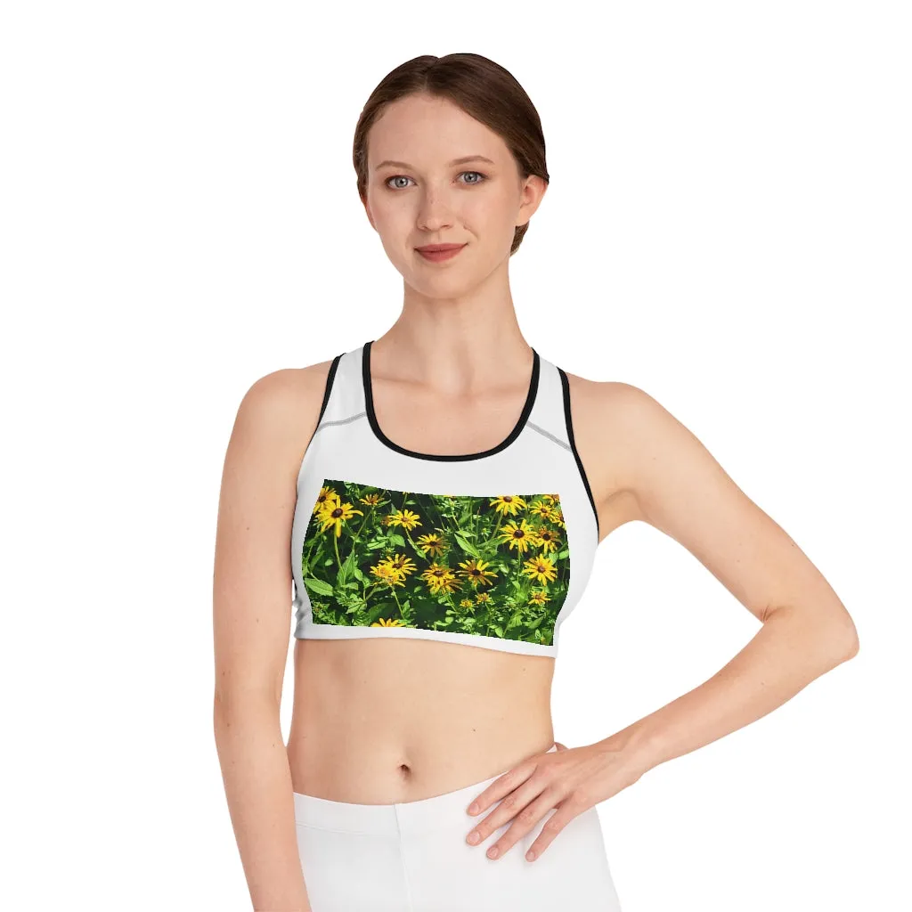 Yellow Flowers Sports Bra (AOP)